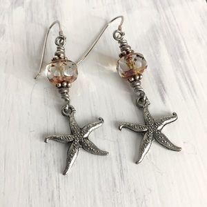Sterling starfish dangle earrings